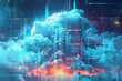 © Mandeep - Digital Artwork: Vibrant, Sci-Fi Cityscape with Floating Clouds and Futuristic Architecture