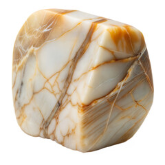 Marble Rock – Polished Shine: A polished piece of marble rock, showcasing its characteristic veins and smooth surface, isolated on a white background.
