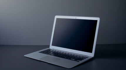 Poster - A laptop is open on a table
