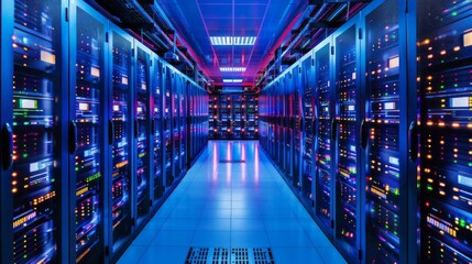 Poster - A large room filled with computer servers