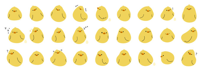Wall Mural - Yellow duck collection 2 cute on a white background, vector illustration.