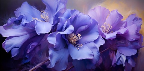 Wall Mural - AI generated illustration of blue flowers arranged neatly on a table