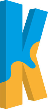 Letter K. Typographic design for poster, banner, print, children's playroom decoration or greeting card. Vector illustration.
