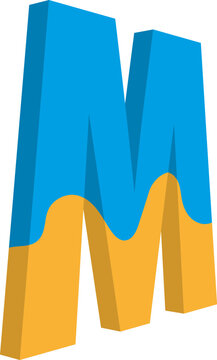 Letter M. Typographic design for poster, banner, print, children's playroom decoration or greeting card. Vector illustration.
