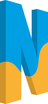 Letter N. Typographic design for poster, banner, print, children's playroom decoration or greeting card. Vector illustration.
