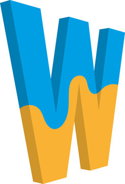 Letter W. Typographic design for poster, banner, print, children's playroom decoration or greeting card. Vector illustration.
