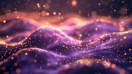 Wall Mural - A purple and orange wave with a lot of sparkles. The wave is very long and it looks like it is moving