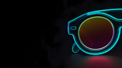 Wall Mural - Neon lighting background with sunglasses shape