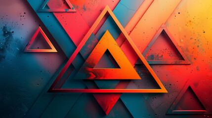 Sticker - Title: Abstract Geometric Shapes with Vibrant Colors in Modern Digital Art
