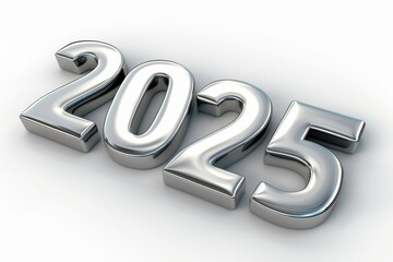 Aufkleber - Bold 2025 numeral on clean white background for new year or futuristic design concepts