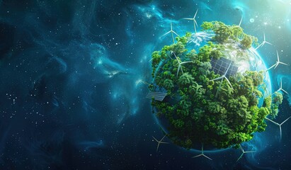 Wall Mural - miniature models of earth and eco-friendly photography of a green scenery, energy, electricity, crea