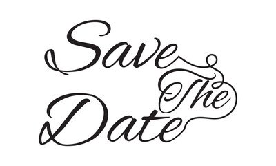 Poster - Handwritten modern brush calligraphy Save the date isolated on white background  for wedding invitation. Vector illustration. EPS 10