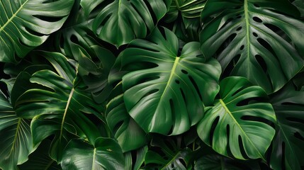 Wall Mural - Tropical green leaves background