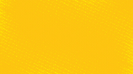 Poster - Yellow radial halftone background. Retro comic grain pixel texture. Pixelated dots cartoon wallpaper. Pop art fading wavy gradient pattern. Vector vanishing gritty backdrop.