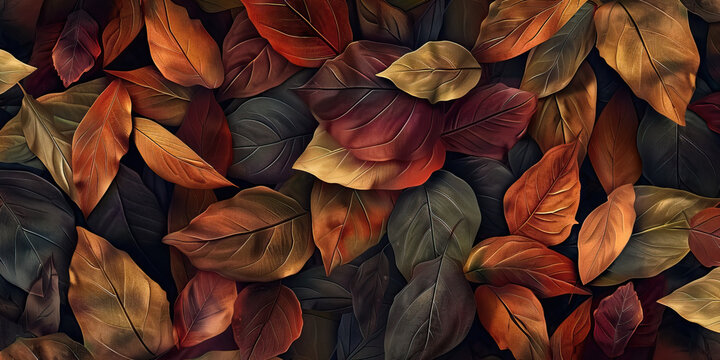 Nature's Play: Playful leaf shapes in earthy tones, creating a calming yet lively background pattern inspired by nature