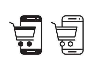 Poster - online shopping icon vector. shopping symbol through mobile phone isolated on white background.