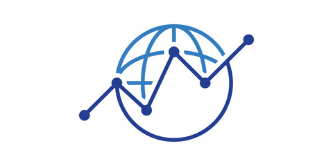 Wall Mural - global logo design, internet, financial graphics, growth, logo design icon, symbol, vector, creative, idea.