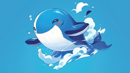 Wall Mural - Illustration of a logo design featuring a whale mascot