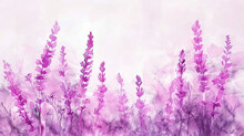 Painting Watercolor Flower Background Illustration Floral Nature. Lilac Flower Background For Greeting Cards Weddings Or Birthdays. Copy Space.