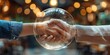 © Anastasiia - Two hands shake inside protective light bubble symbolizing trust and transparency. Concept Trust, Transparency, Handshake, Symbolism, Protection