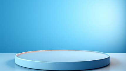 Minimalist blue product display podium with gradient background. Ideal for showcasing items or use in modern design concepts.