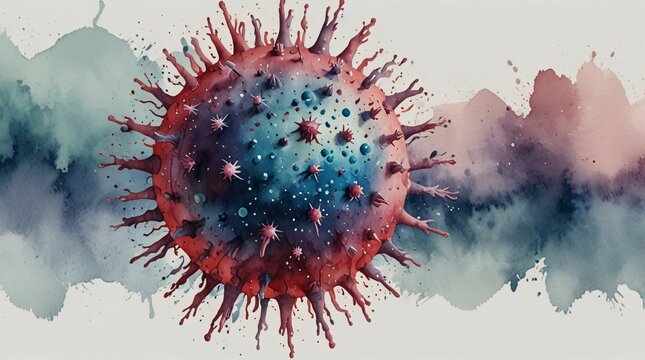 virus illustration watercolor painting