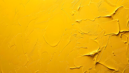 Poster - Close up of amber tints and shades in a yellow paint texture on a wall