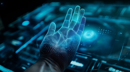 Poster - fingerprint authentication biometric verification system futuristic cyber security technology secure