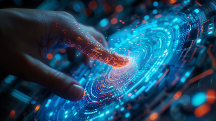 Poster - fingerprint authentication biometric verification system futuristic cyber security technology secure