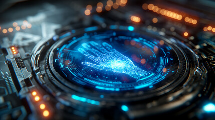 Poster - fingerprint authentication biometric verification system futuristic cyber security technology secure