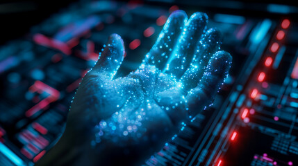 Poster - fingerprint authentication biometric verification system futuristic cyber security technology secure