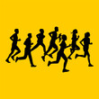 © Erwin Setiawann - silhouette of several people jogging vector illustration