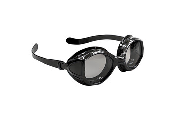 Close-up image of black swimming goggles on transparent background