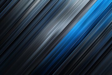 Wall Mural - abstract blue and black gradient background with metallic texture and diagonal lines digital art
