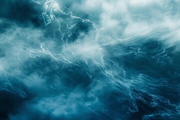 Wall Mural - abstract blue ocean waves or cloudy sky in motion dreamlike fantasy background