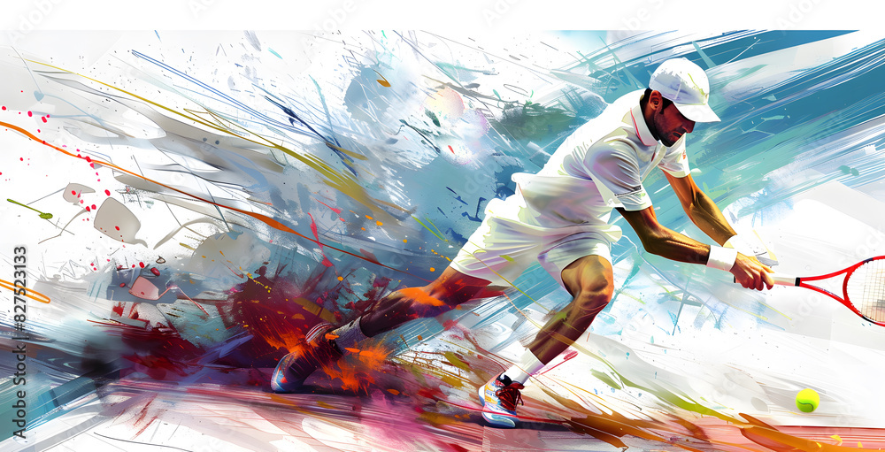 Painting Dynamic Tennis Action Abstract Artistic Illustration of a ...