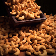 Wall Mural - Cashew nuts in a cup and placed in piles all around.