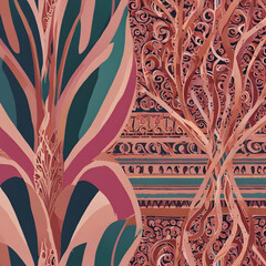 Background Seamless Soft ฺpink Pastel : ancient Thai kanok pattern,