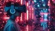 © songwut - A gamer immersed in a VR environment, surrounded by virtual 3D elements, high detail, neon colors, modern and futuristic --ar 16:9 --style raw Job ID: 52a68c4b-a628-4355-9843-1ba62f43da99