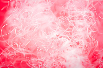 Wall Mural - Extreme macro of polyester stable fiber on red background