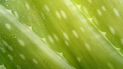 Vivid Close-Up of Smooth Aloe Vera Leaf Surface with Textured Details Perfect for Natural Skincare and Health Promotion