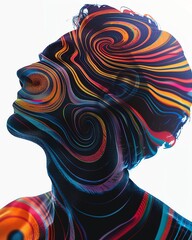 Poster - Abstract profile silhouette with mesmerizing colors blending and swirling to create a visually striking and vibrant art piece.