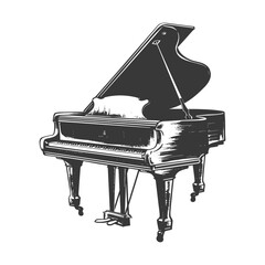 Silhouette old piano black color only