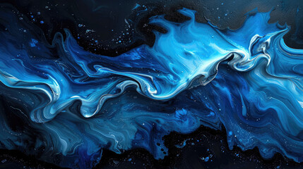 Wall Mural - Blue and black marble. The blue swirls and veins give the appearance of marble.