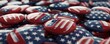 © Pemika - Red and blue patriotic buttons badge with USA flag style