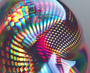 Wall Mural - Closeup of a holographic light emitting object, highlighting detailed light patterns on a neutral background , 3D Anthropomorphic Pop Art