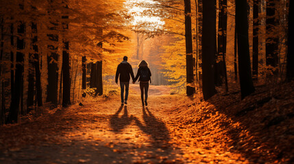 Sticker - Peaceful Stroll in Autumnal Forest