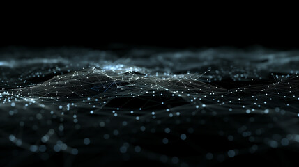 Abstract digital network with glowing connections on dark background