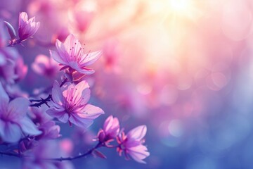 A beautiful pink flower with a blue background. Concept of peace and tranquility