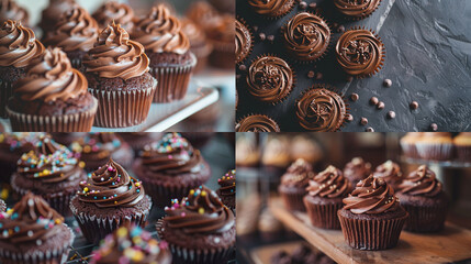 Wall Mural - chocolate muffins with chocolate